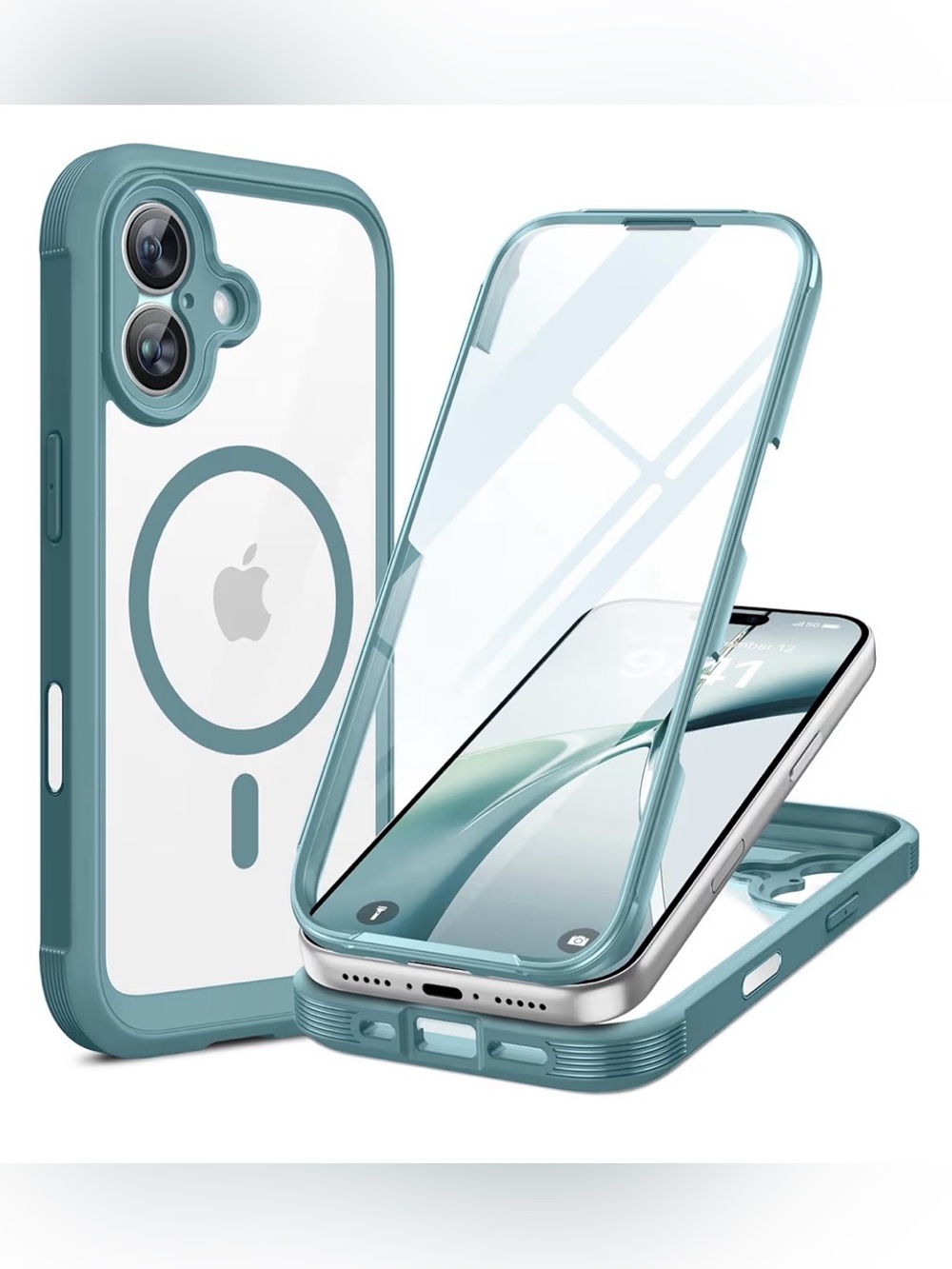 iPhone 17 Case 6.3 Water-Resistant with Tempered Glass Screen Protector - GREEN